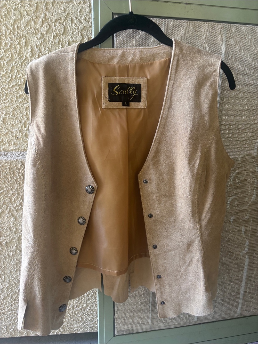 Scully Women's Genuine Suede Western Vest Concho Buttons Tan Size L